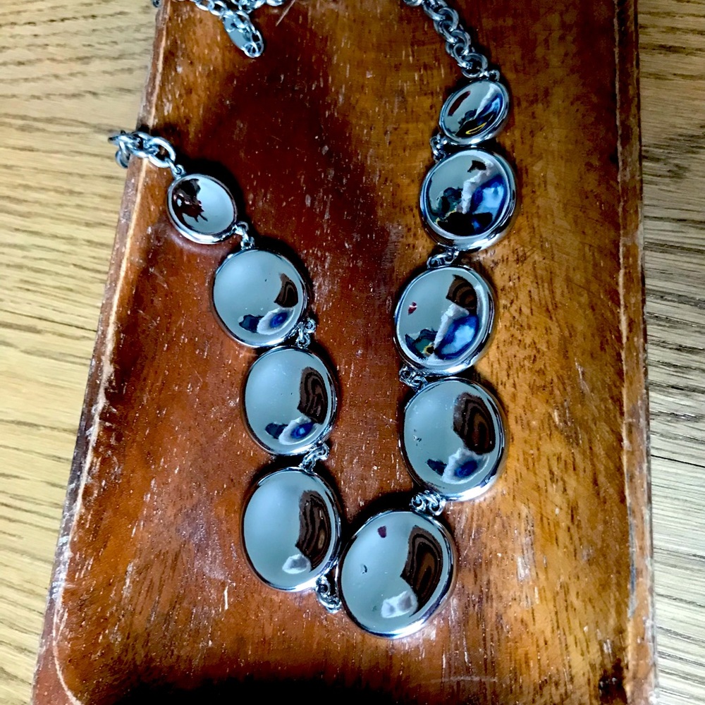 Bundle 3 for $10- Statement piece silver toned necklace from Talbots EUC